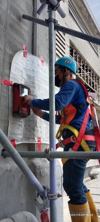งานสแกนพื้นผนังคานคอนกรีตด้วยเครื่องสแกน Hilti PS-1000